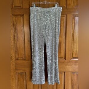 🪩 LOFT Gold Sequin Straight-Leg Pants Women’s 12 | 31” Inseam ✨ Party Clothes